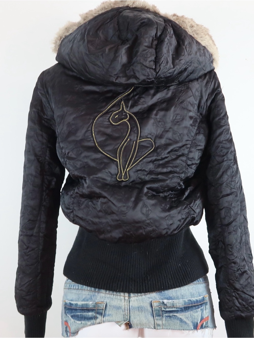 vintage baby phat y2k reversible faux fur hooded jacket